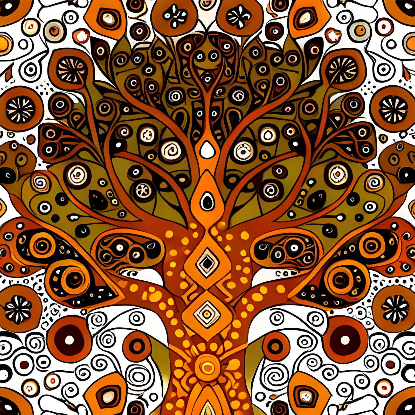Botanical Tree of Life in Art Nouveau Style