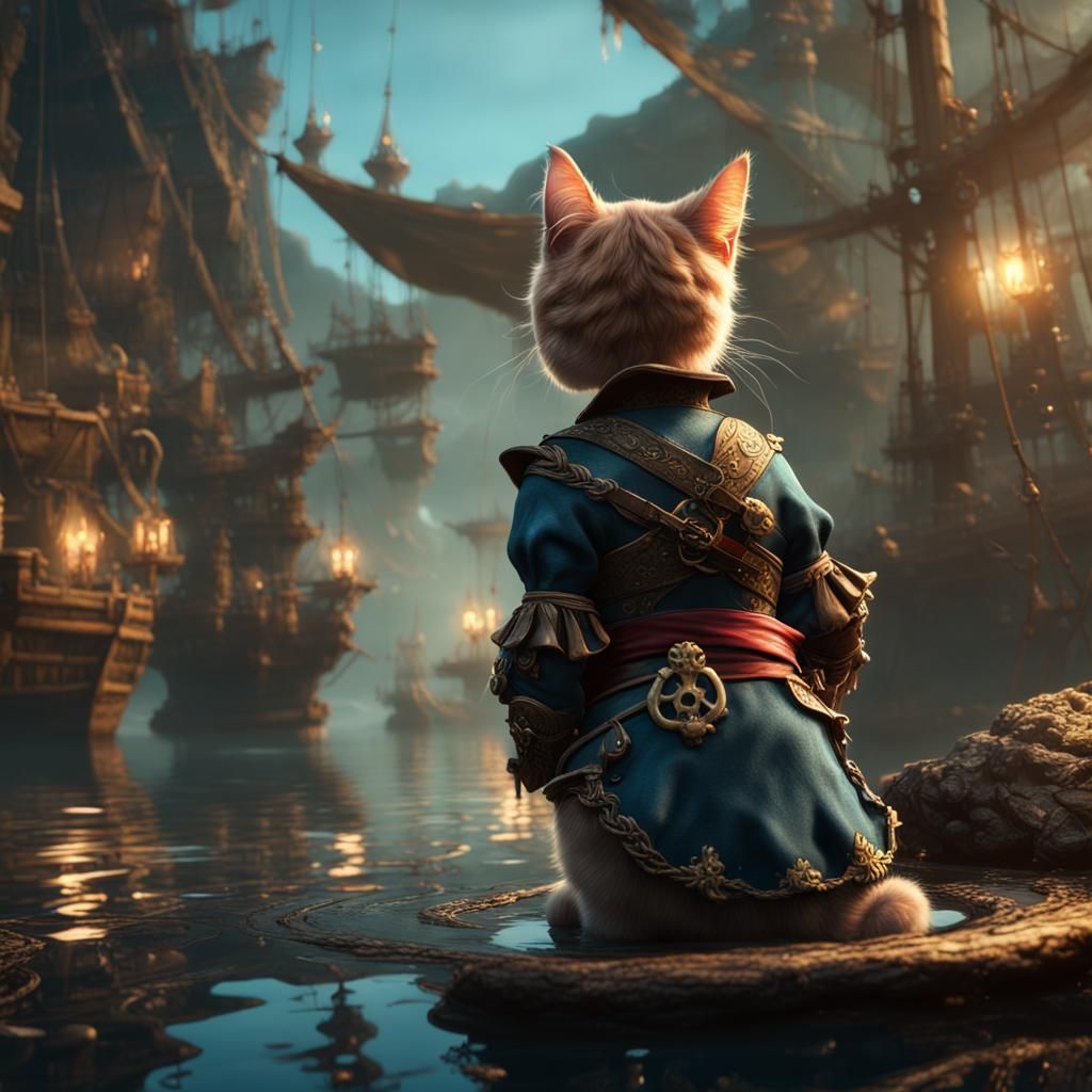 Pirate Cat Reflects: Fantasy Concept Art