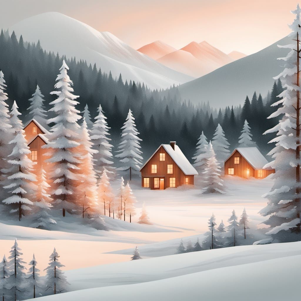 Cozy Scandinavian Winter Scene with Festive Glow