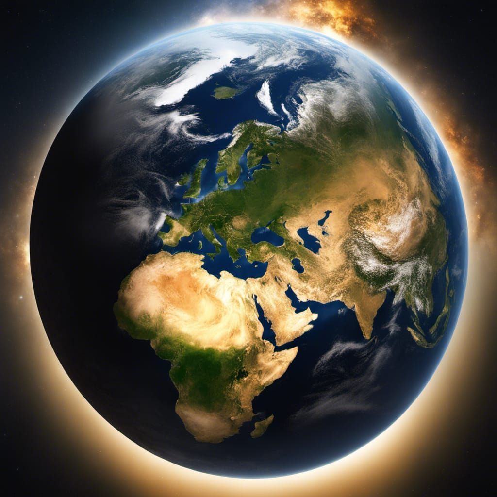 Gaia's Peaceful Earth: Hyperrealistic Digital Rendering