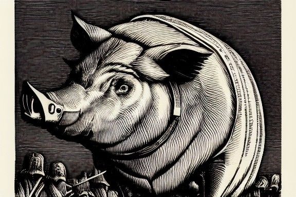 Boar Portrait as Hyperdetailed Engraving in Art Deco Style