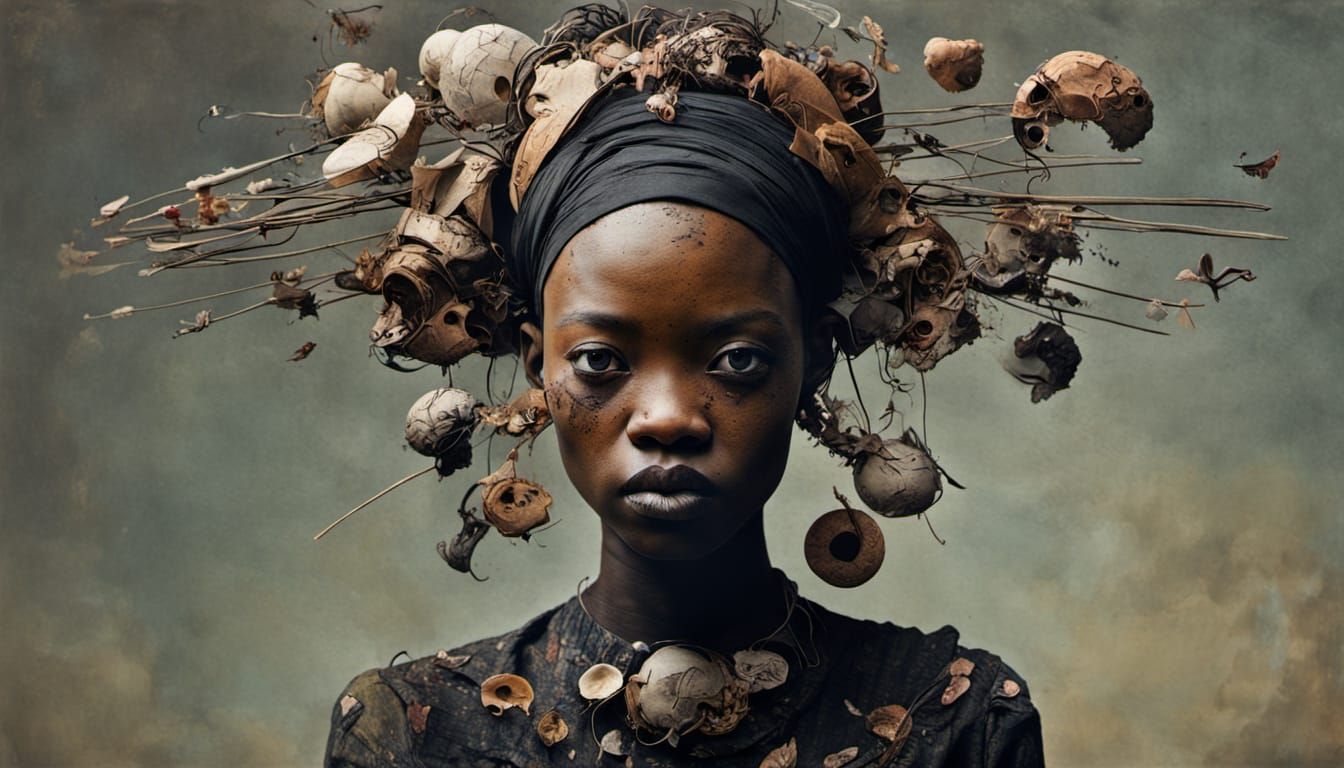 Surreal Fortune-Teller in Post-Apocalyptic Landscape