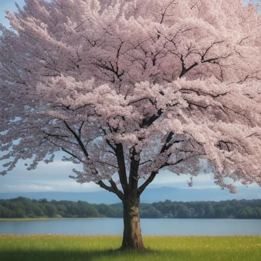 Cherry Trees Book Cover in River Landscape