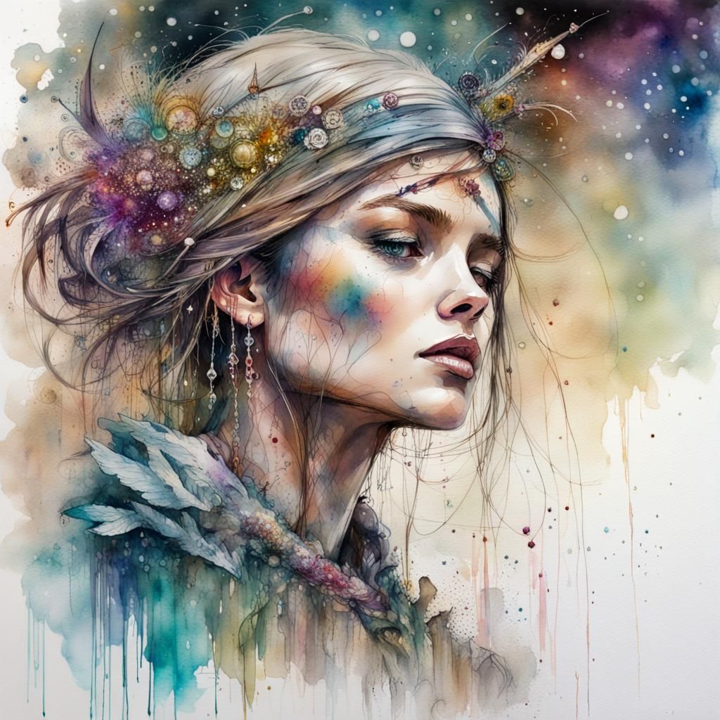 Bejeweled Galactic Oasis: Carne Griffiths Watercolor