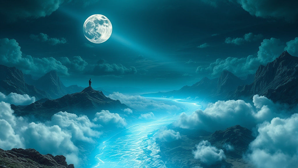 Dreamlike Moonlit Landscape with Celestial River