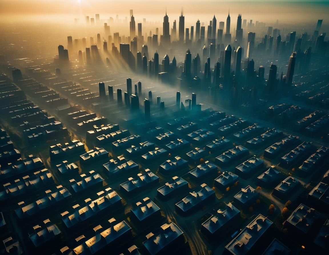 Metropolis of Graves at Sunrise: Cinematic Film Still