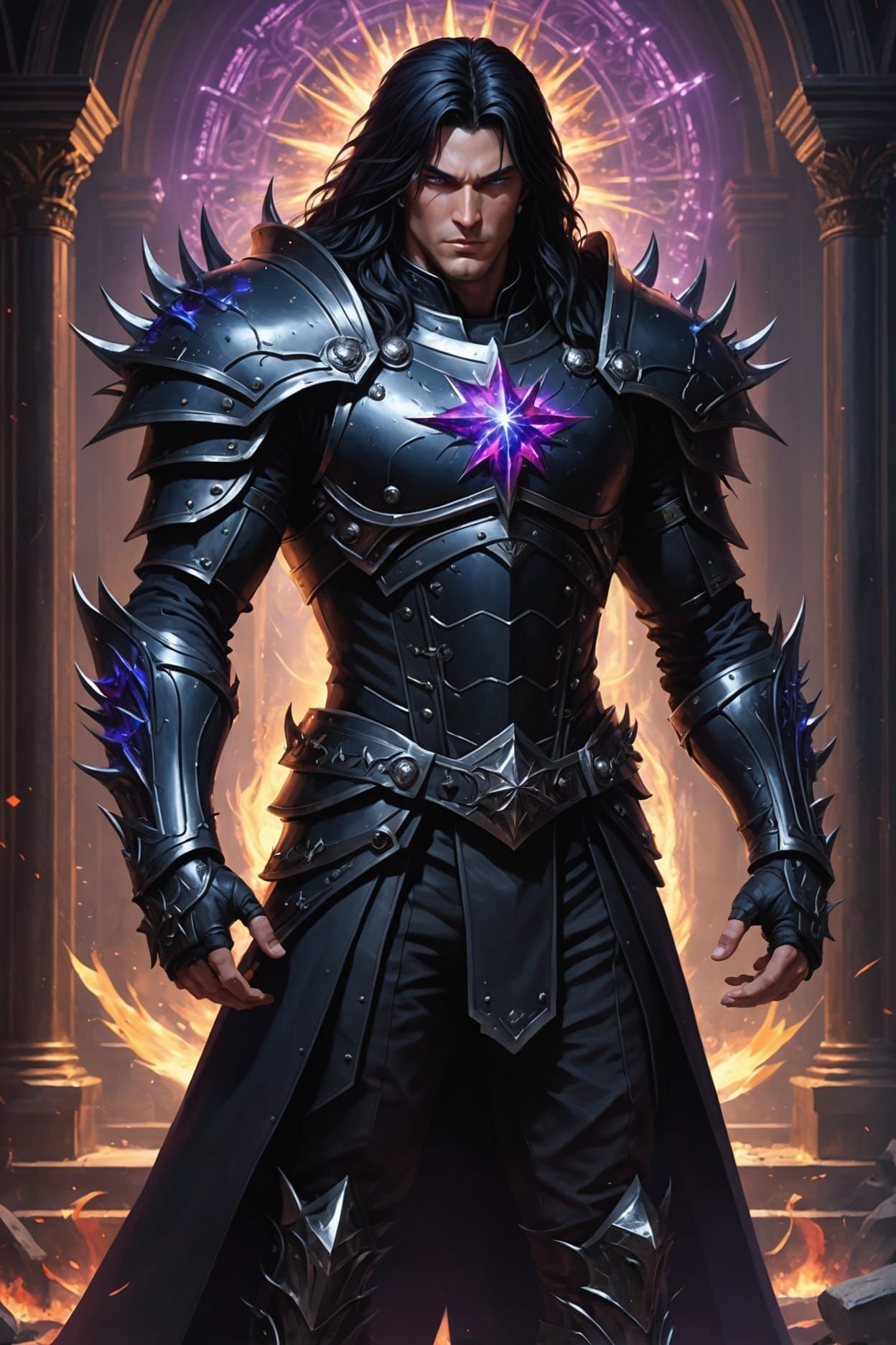 Evil Sorcerer Casting Spell in Gothic Throne Room