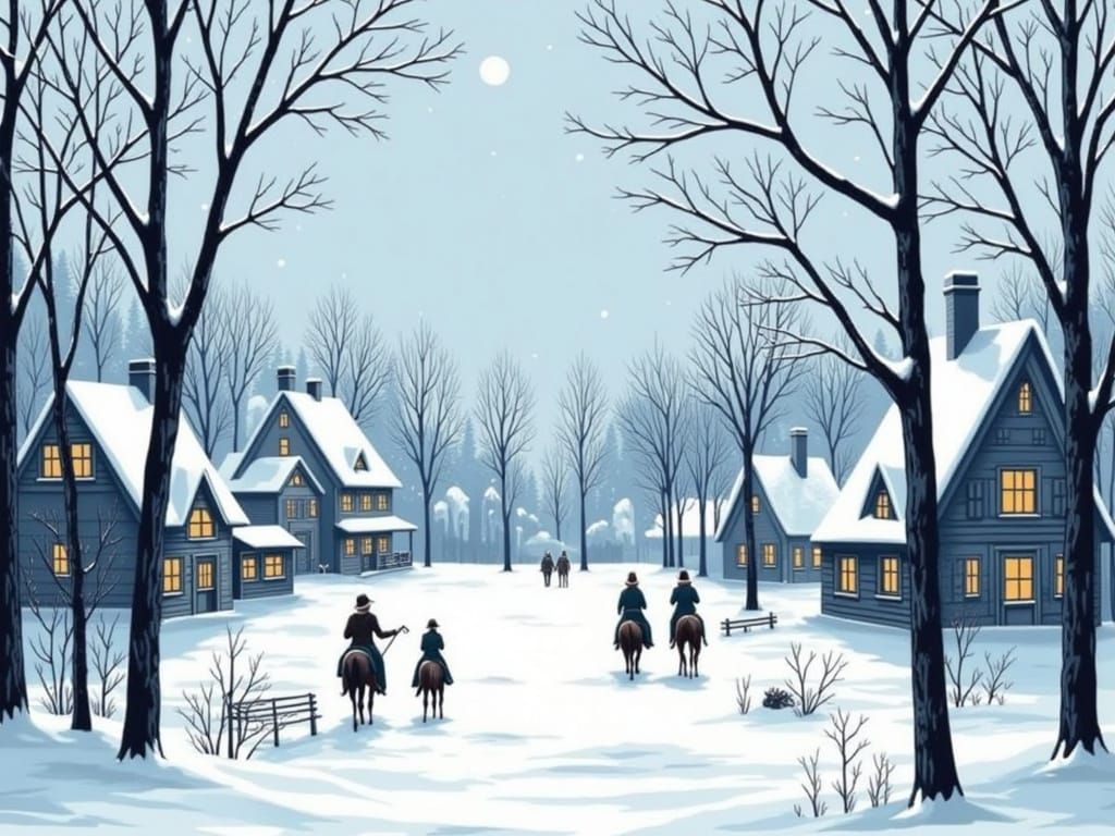 Winter Village in Soft Monochromatic Hues