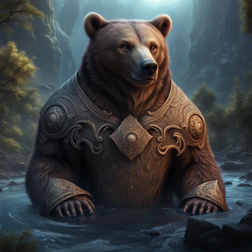 Mystical Bear Brother in Detailed Matte Painting