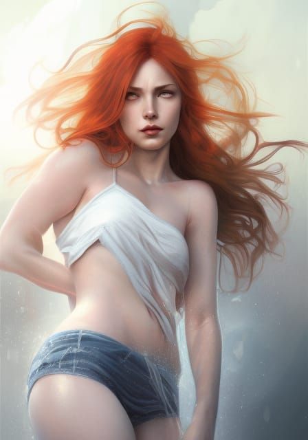 Red-Haired Woman: Photorealistic Detailed Portrait