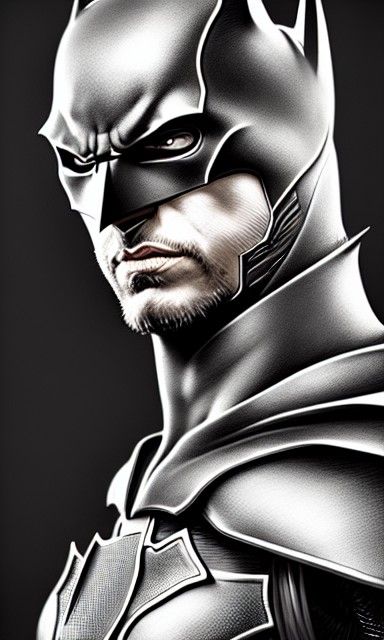 Batman in Silver Armor: Digital Illustration in 8K