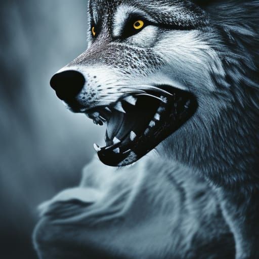 Hyperrealistic Wolf Dragon in HDR