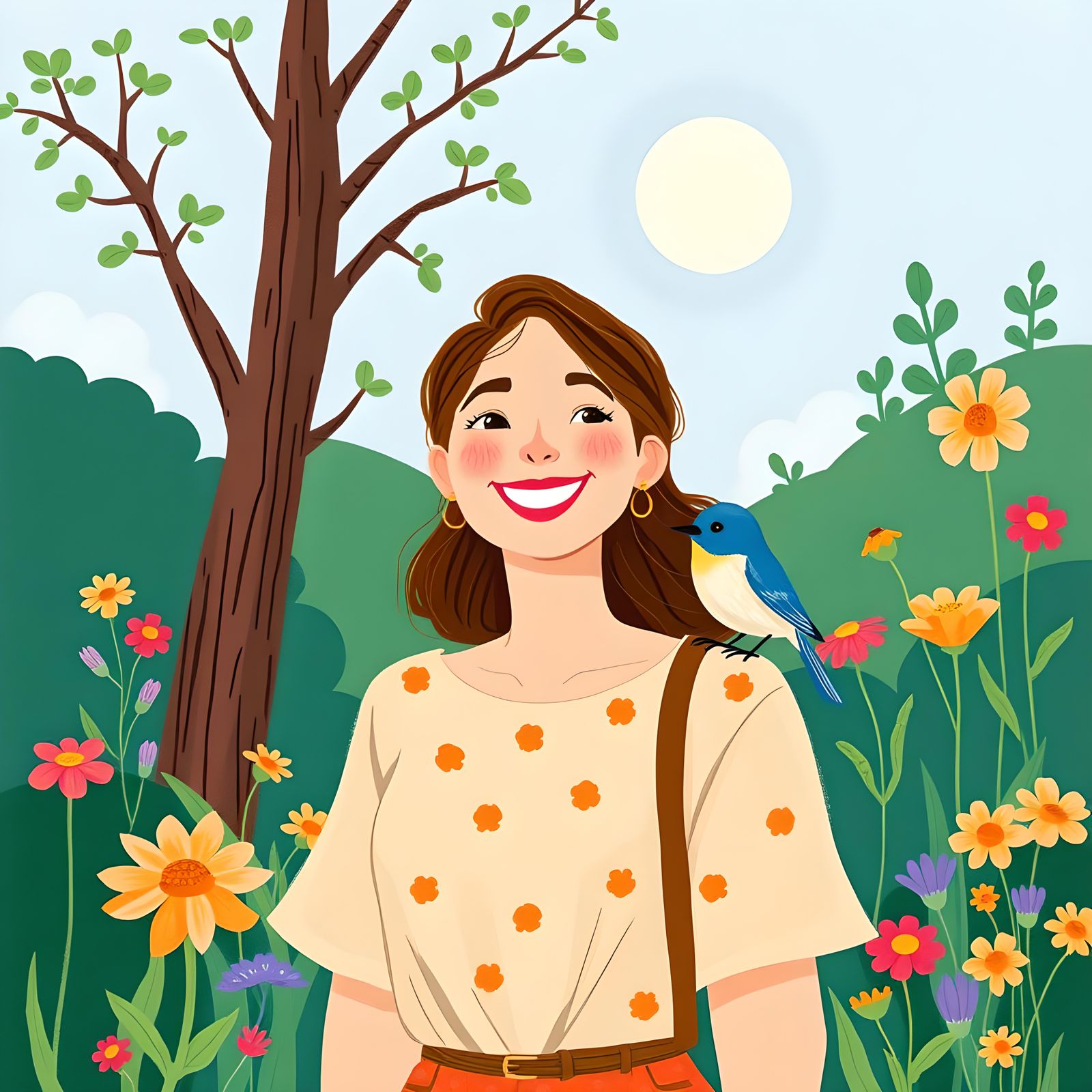 Woman Enjoys a Sunny Day in Nature