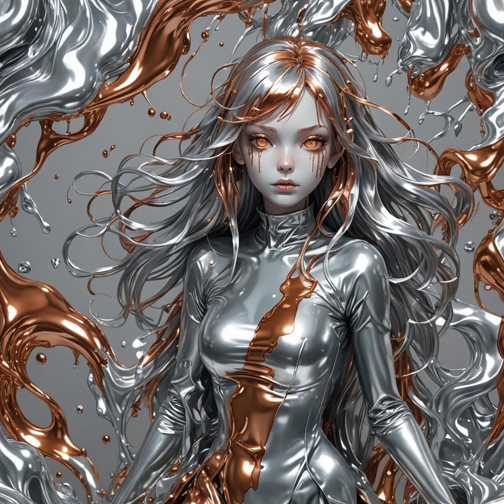 Metallic Silver and Copper Slimegirl