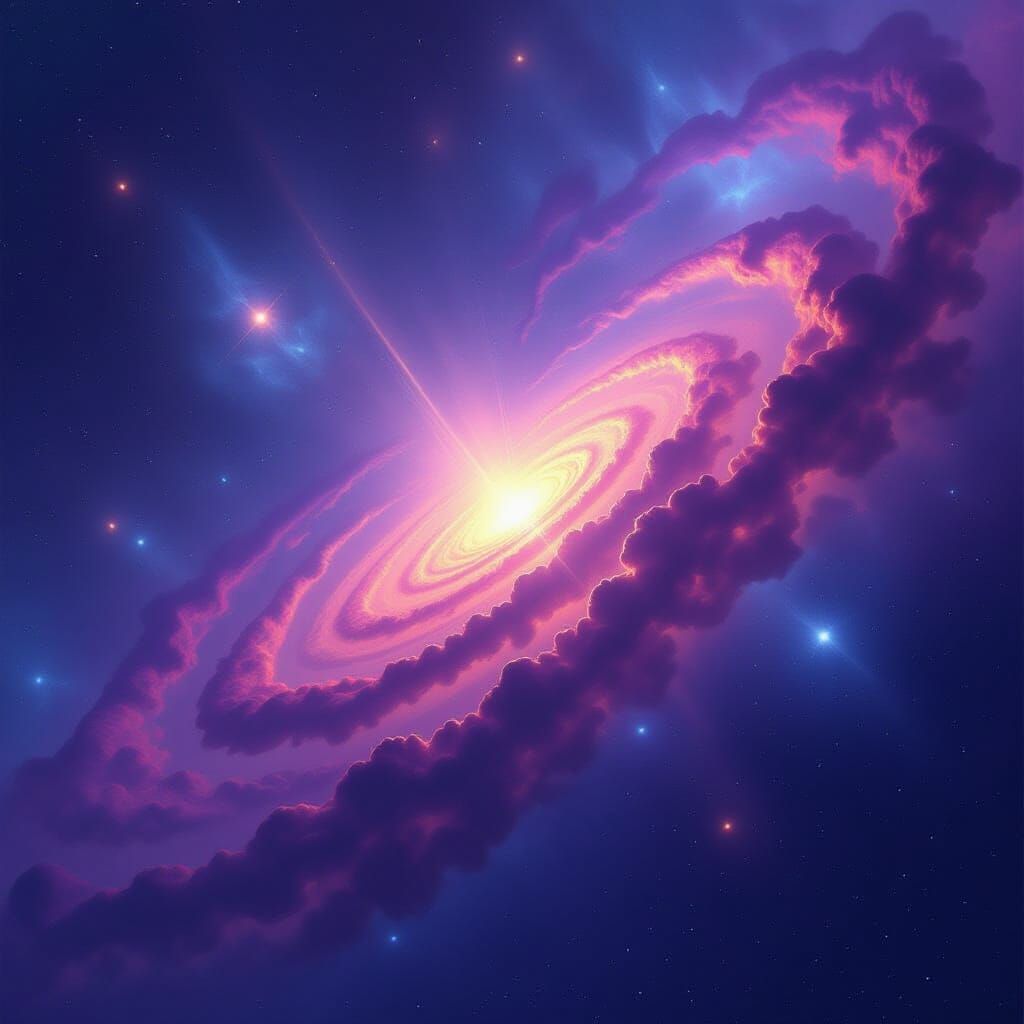 Vibrant Swirling Galaxy with Cosmic Nebulae