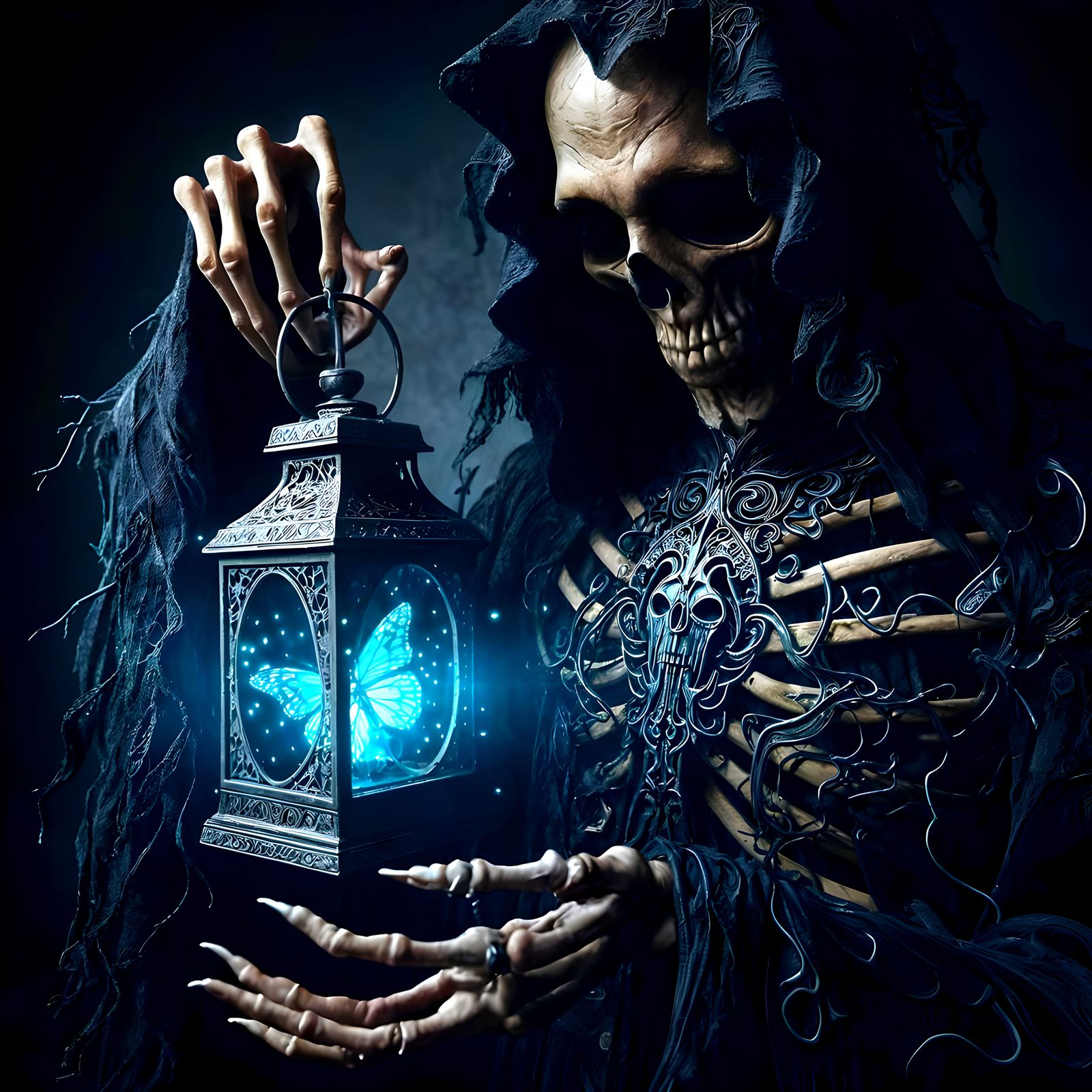 Cinematic Necromancer with Butterfly Lantern