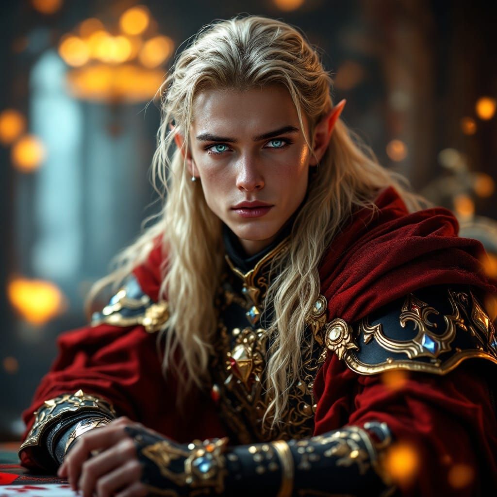 Elf-Lord King of Diamonds in Ornate Armor