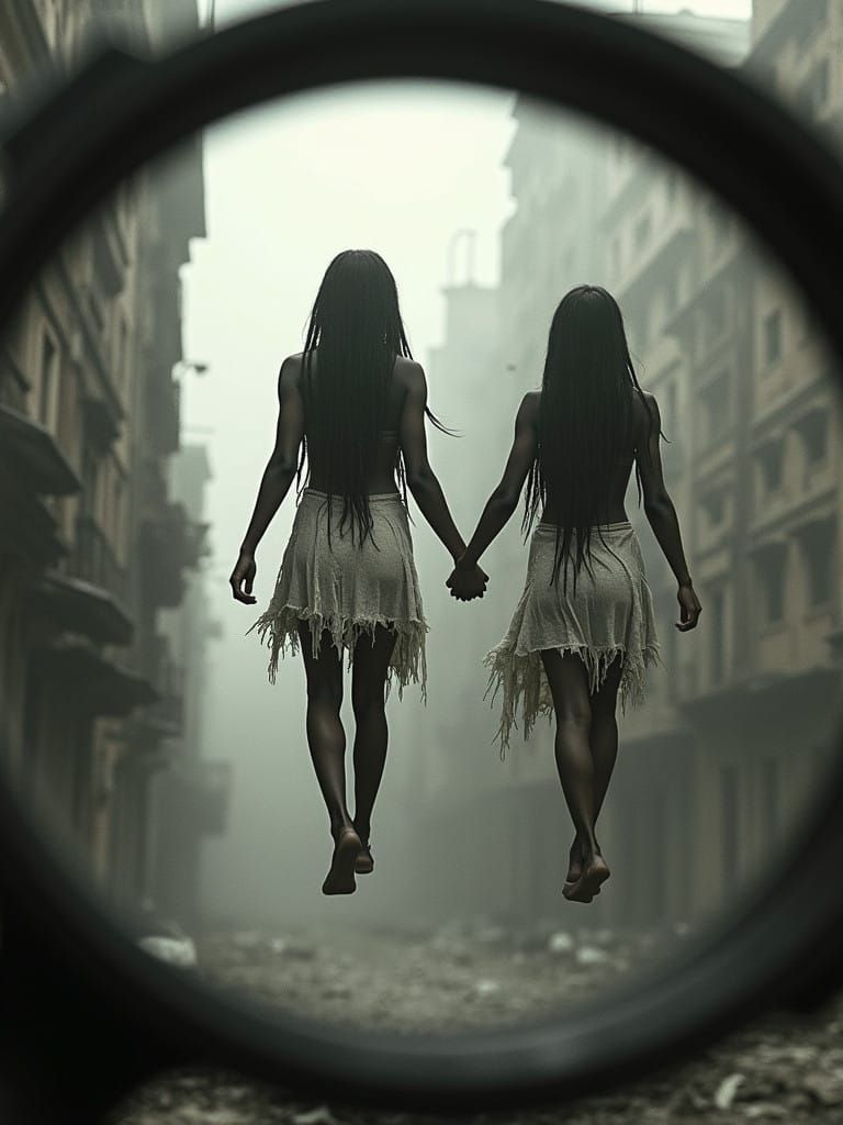 Monochrome Angels in a Dystopian Urban Hellscape