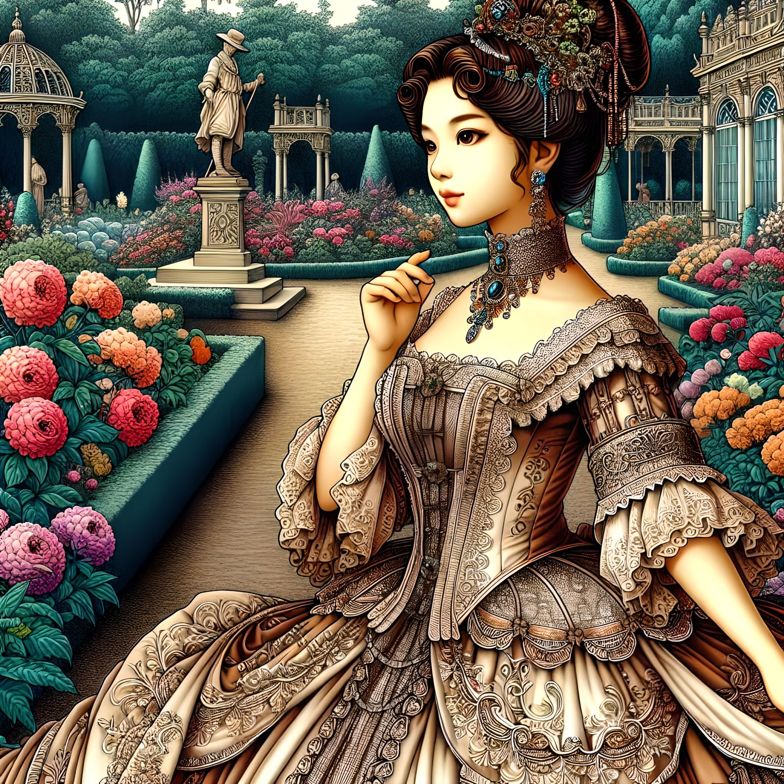 An ultradetailed depiction of a beautiful Victorian lady of ...