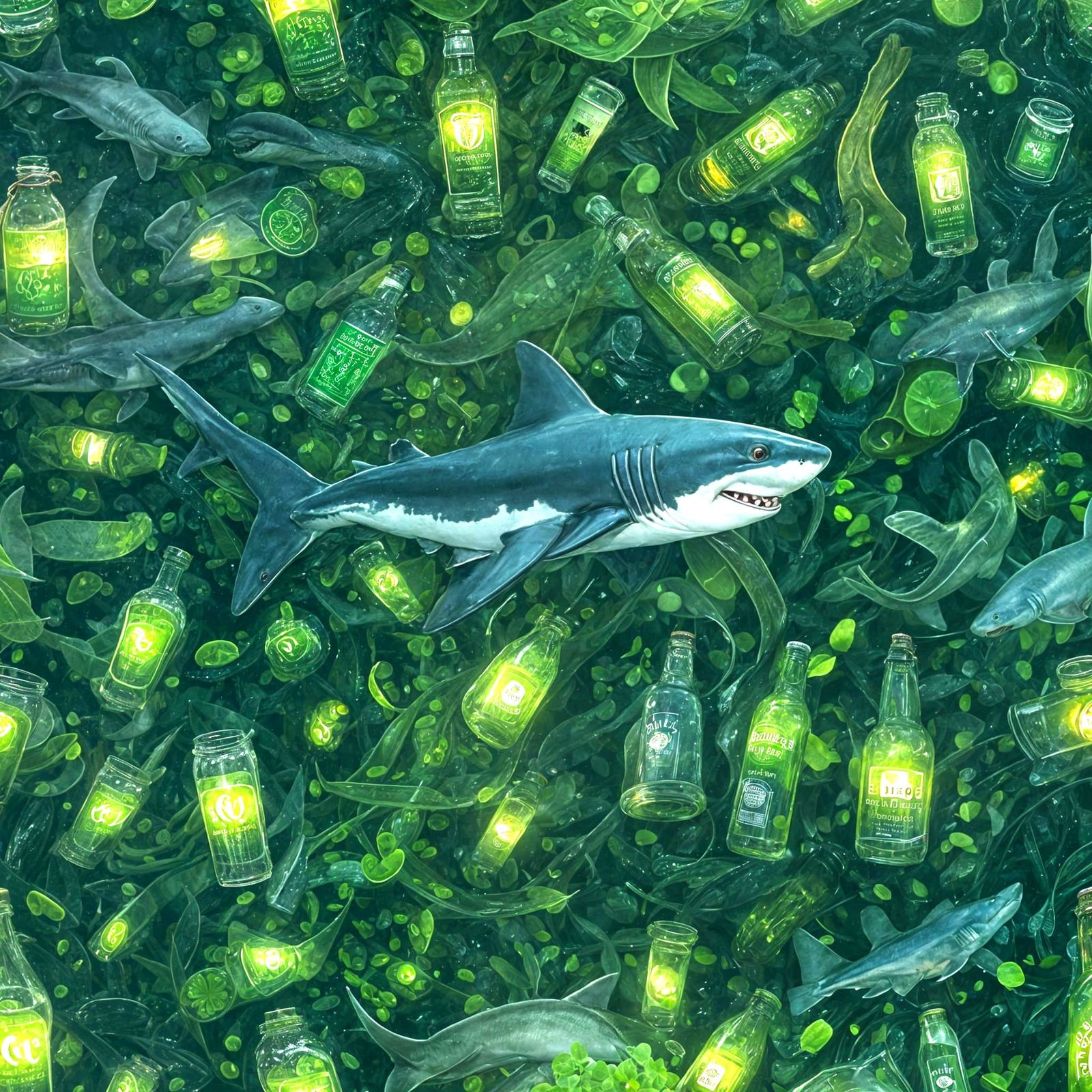 Sharks in their natural habitat Totally green the Irish shar...