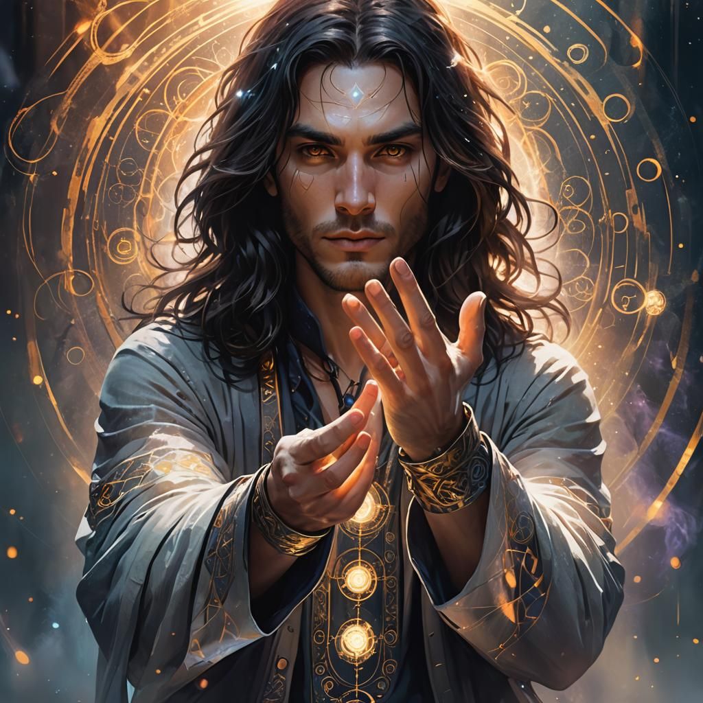 Anime Inspired Magic Portrait with Glowing Runes