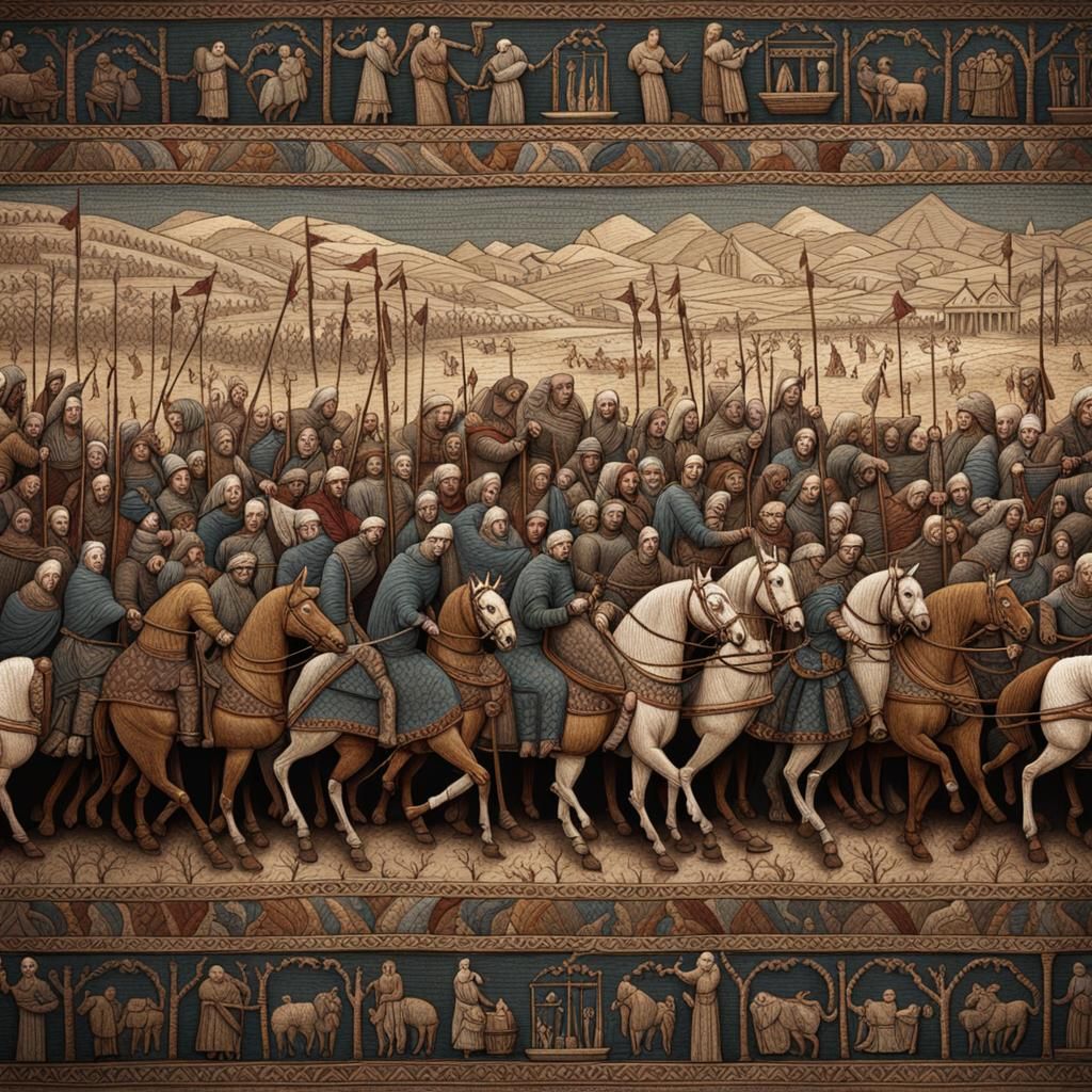 Grandmas Knitting: A Bayeux Tapestry Parody