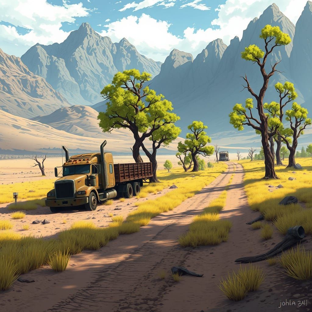 Desolate Great Basin Clearing in Anime JRPG Style