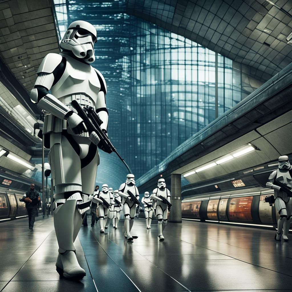 Imperial Storm Troopers in Canary Wharf Station