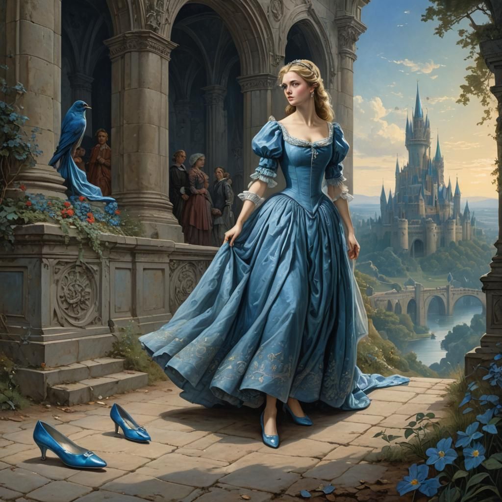 Cinderella and Glass Slipper: Dark Horror Art
