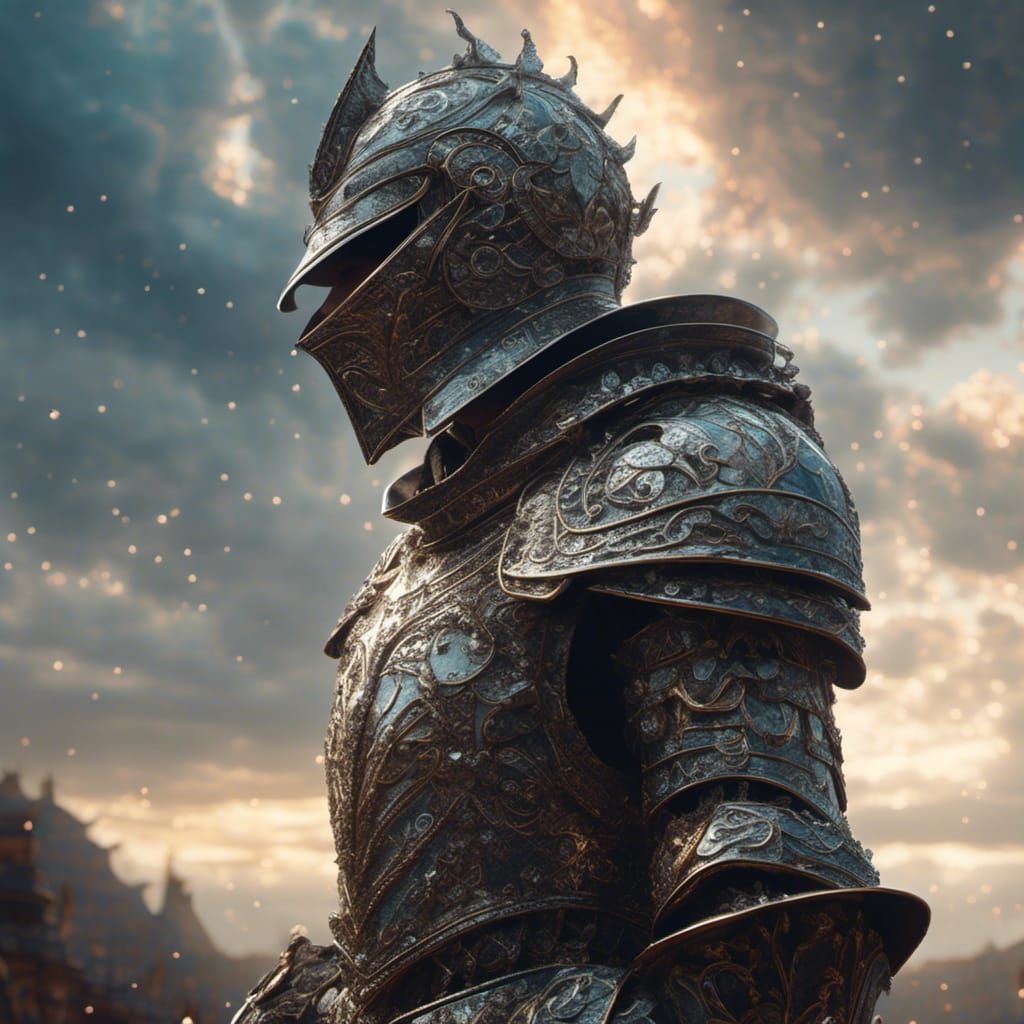 Diamond Knight Gazing Skyward in Digital Painting