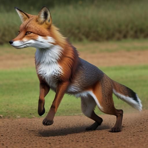 Fox Jumps Over Dog in Hyperrealistic Scene