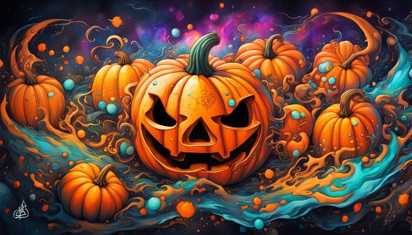 Graffiti Pumpkin in Polychromatic Street Art Style