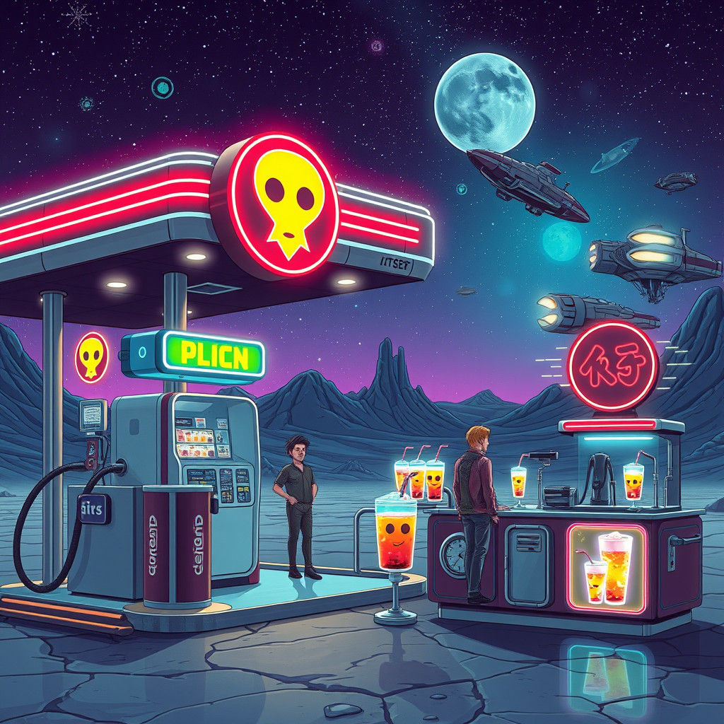 Futuristic Fuel Stop on Distant Planet
