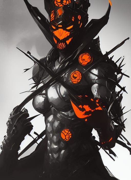 Pumpkin Knight Portrait in Dark Fantasy Style