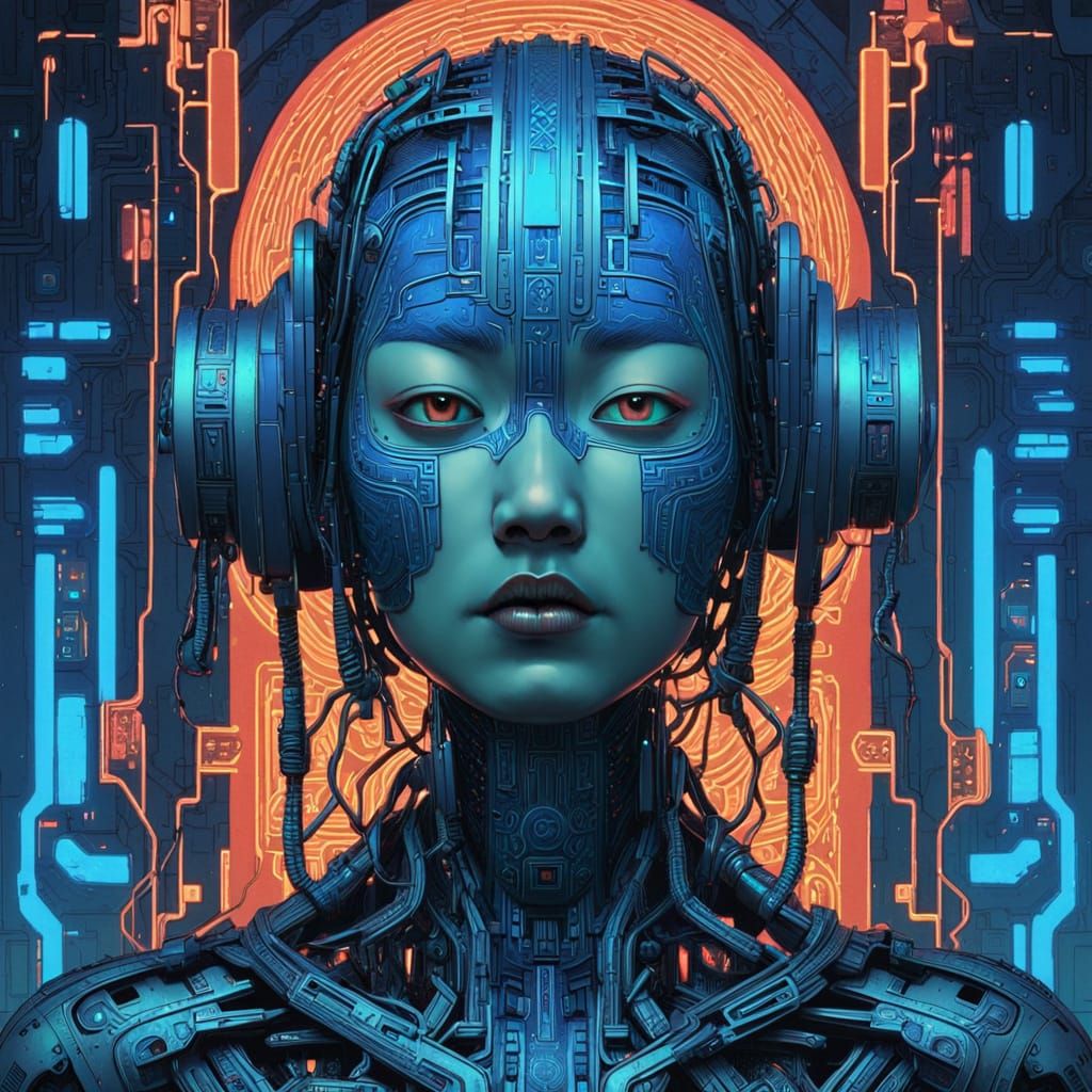 Enslaved Android Woman in Sci-Fi Style