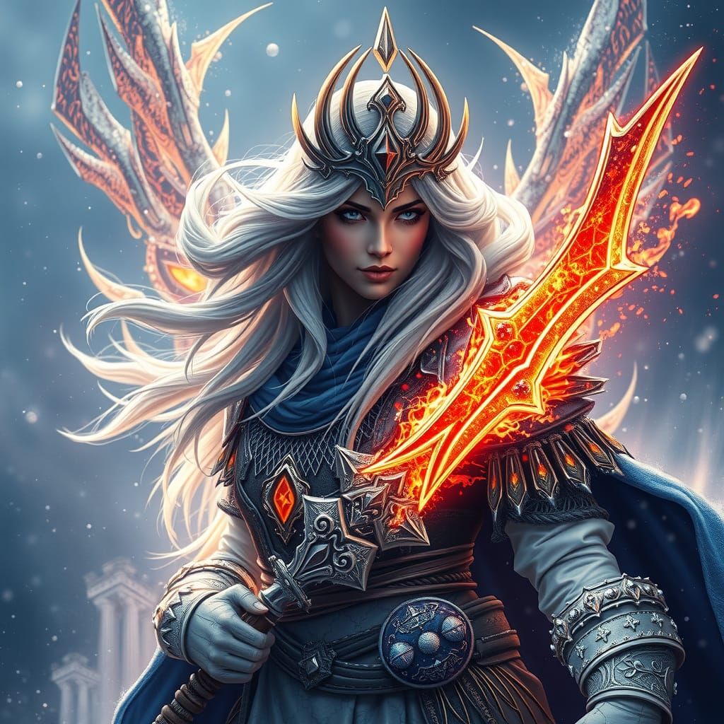 Warrior Snow Queen: Detailed Fantasy Concept Art