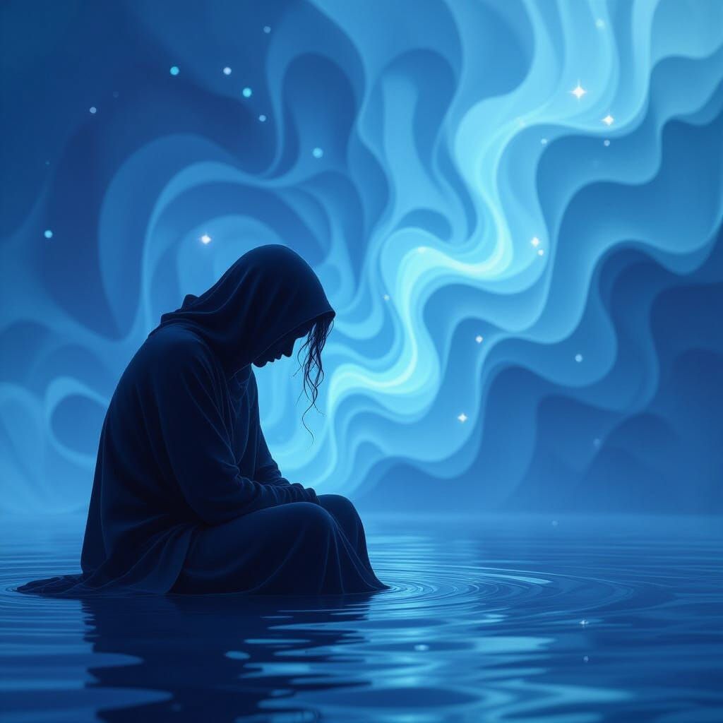 Abstract Figure Dissolving into Fractal Wave Function