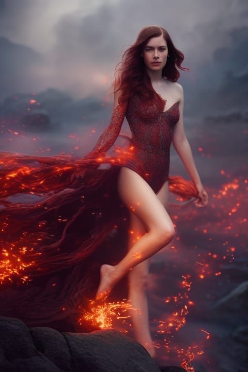 Freckled Redhead in Bikini: Hyperdetailed Digital Art