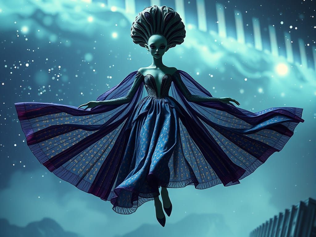 Space-Time Fabric Couture, Flouncing in Colour-Time Shift