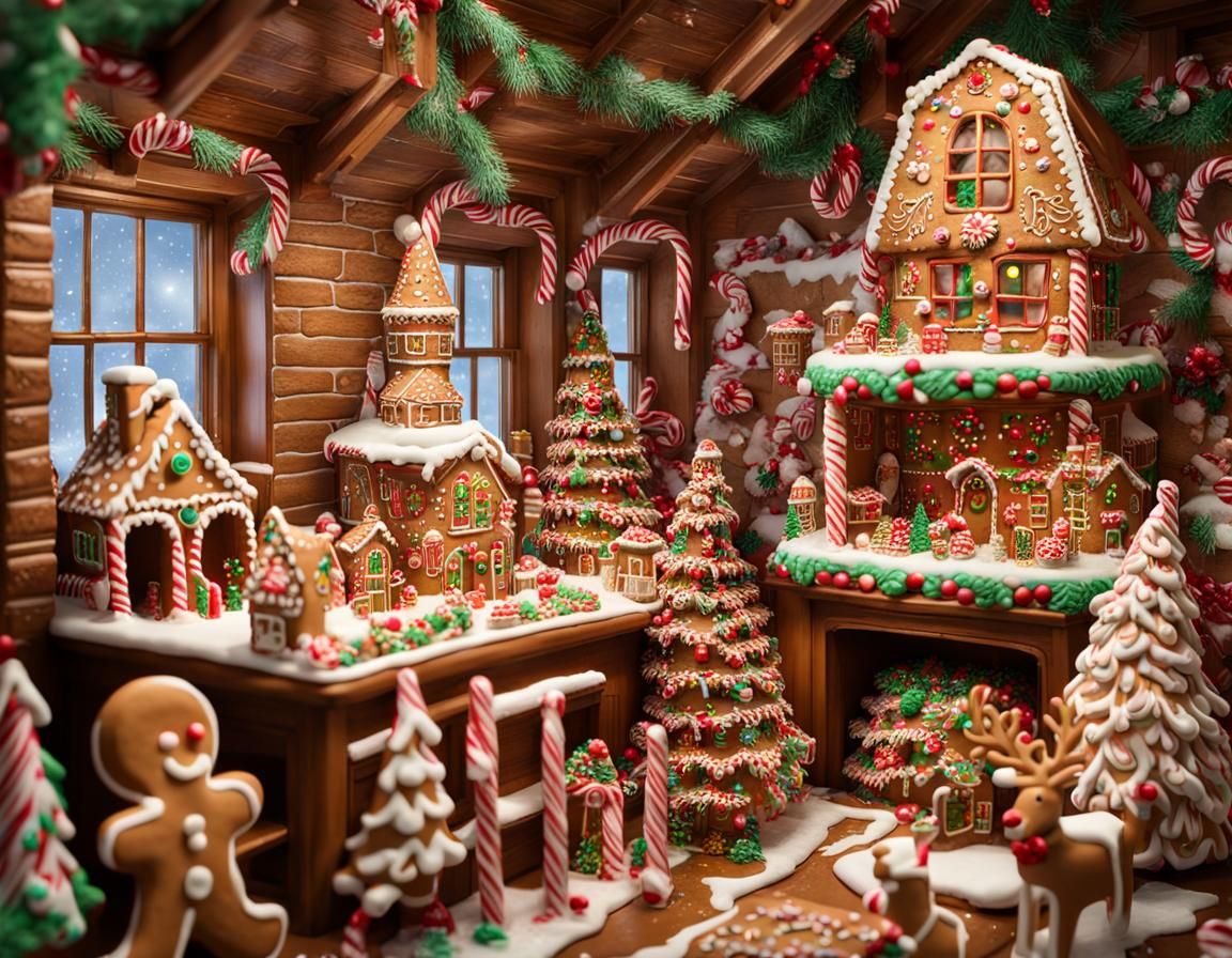 Christmas Gingerbread Santa's Workshop Food Art