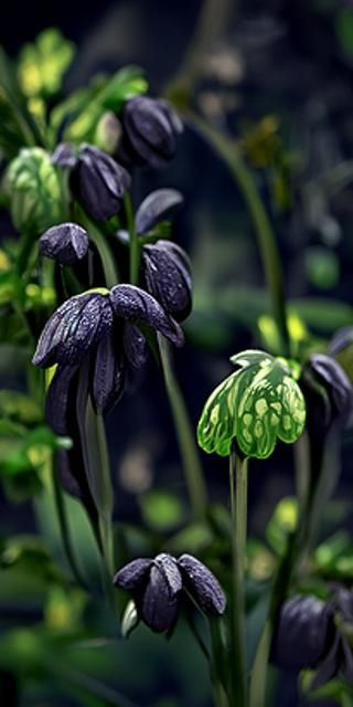 Monkshood Flower in Dramatic Lighting, Dark Gothic Style