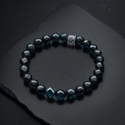 Men's Obsidian and Aquamarine Bracelet Photography