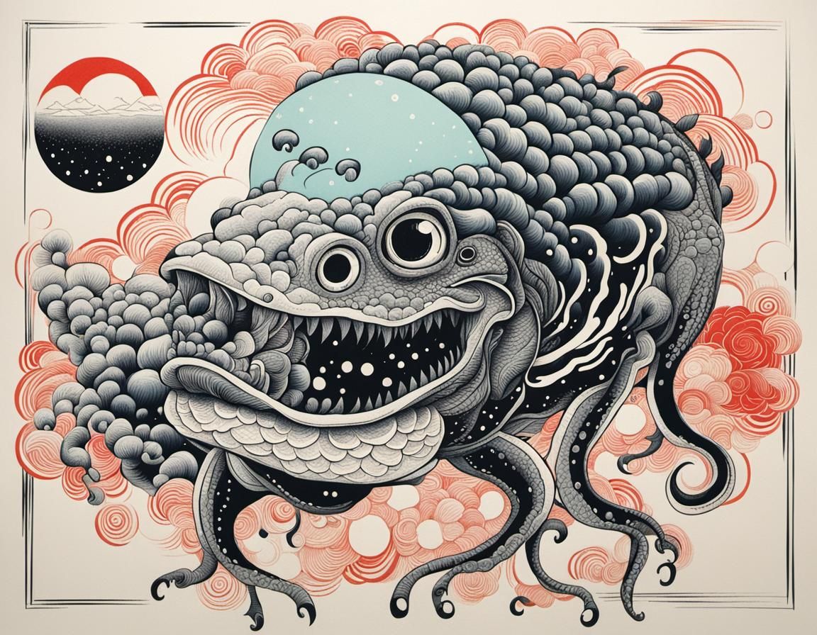 Elegant Woman in Sumi-e Style Illustration