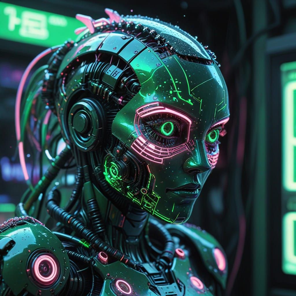 Anthropomorphic Fish Android in Cyberpunk Neon Noir