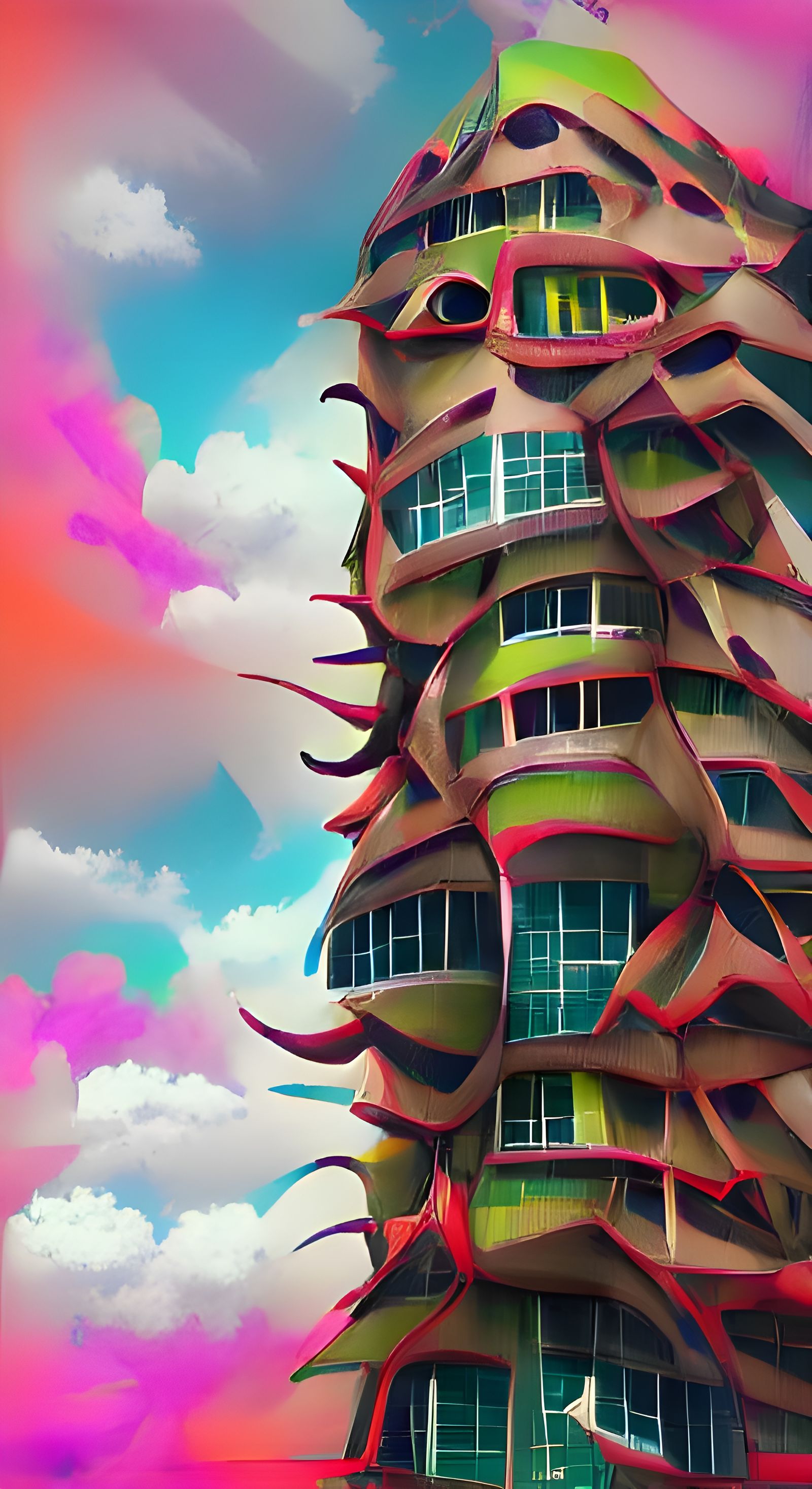 Surreal Alien Architecture in Tropical Colors