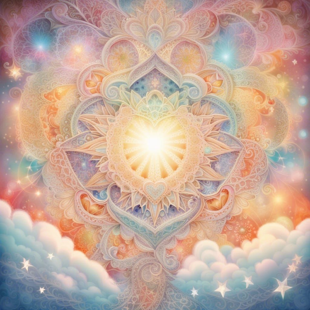 Intricate Lace Design with Celestial Motifs