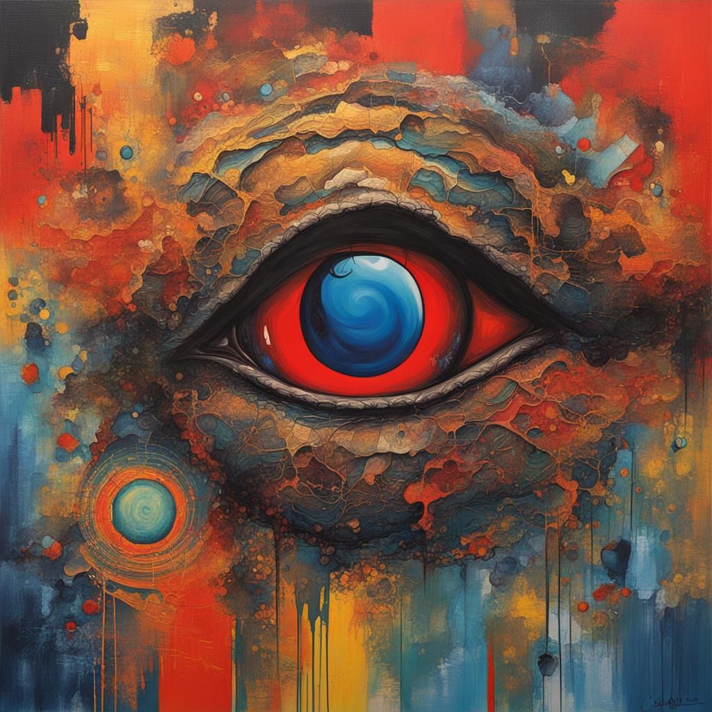 Abstract Cyclops Art with Complementary Colors