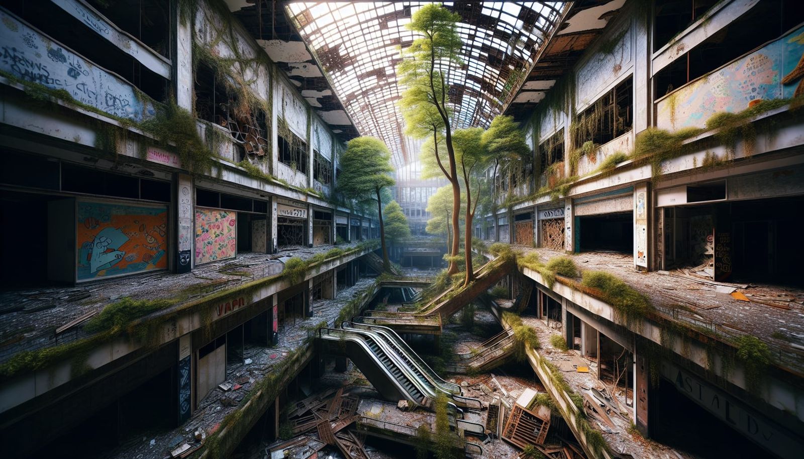 Nature Reclaims Abandoned Mall: Urban Decay