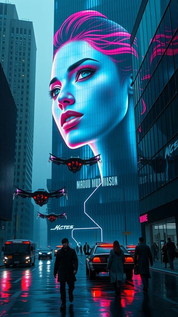 Stunning Cyberpunk Goddess Embodied in Holographic Glory
