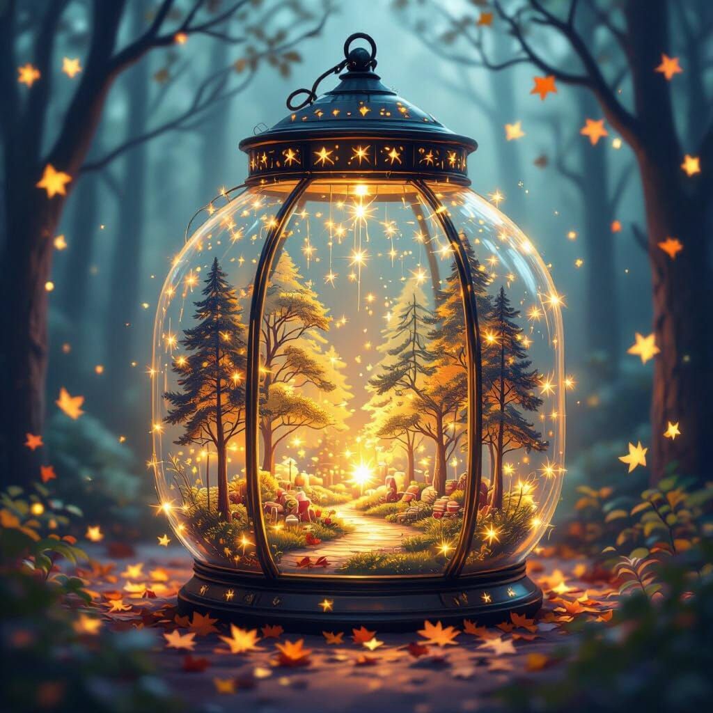 Magical Lantern Forest with Fairy Lights